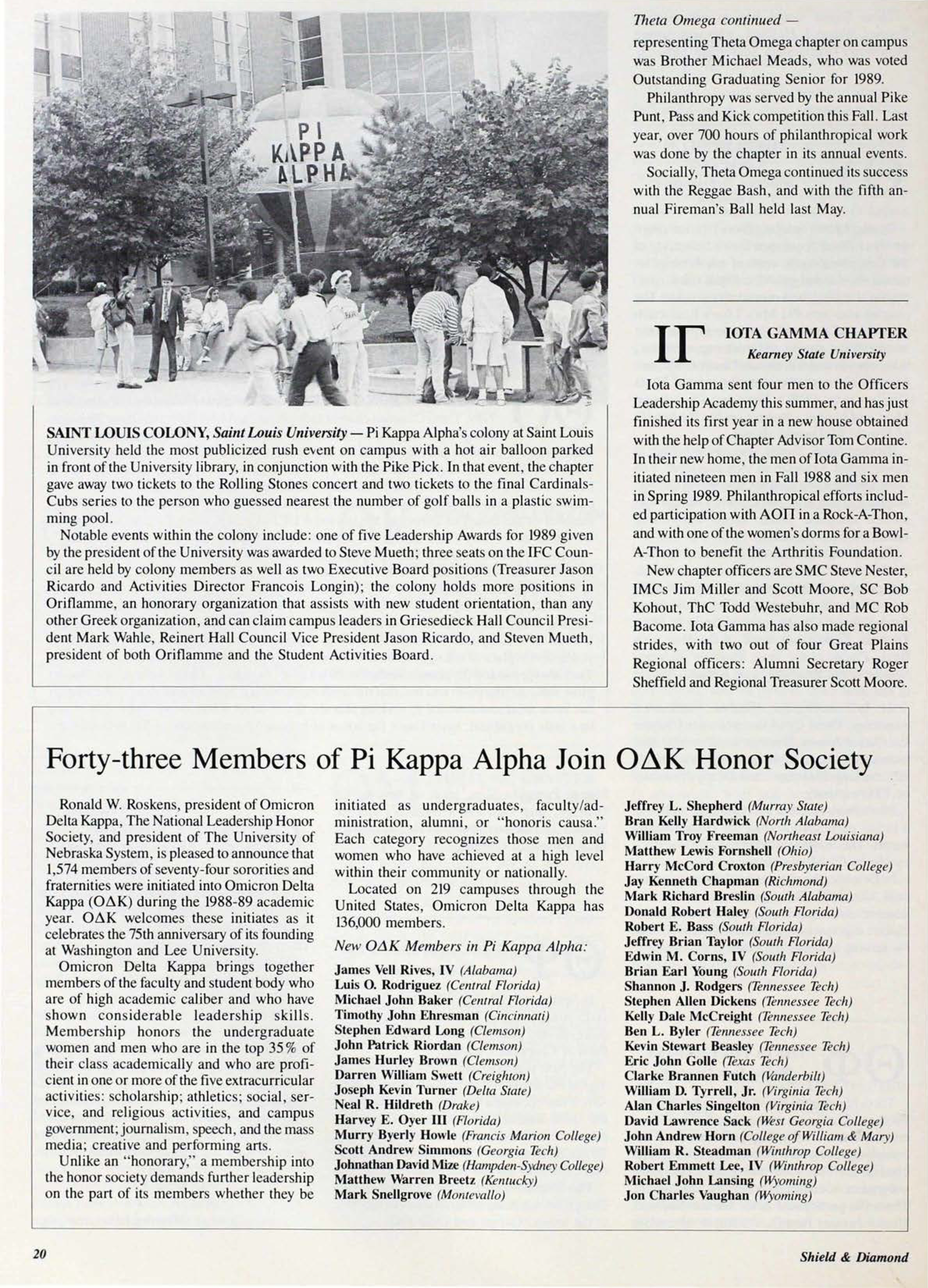 Forty-Three Members Of Pi Kappa Alpha Join Omicron Delta Kappa Honor Society